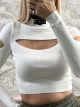Cut Outs Knitted Top/White