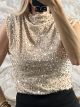 Velvet Sequins Pads Top/Beige