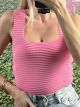 Knitted Ribbed Top/Pink