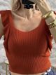 Knitted Ruffled Sleeveless Top-4008/Ecai