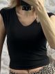 Sleeveless Mono Viscose Top/Black