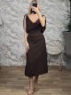 GoldPins Shoulder Midi Dress/Chocolat
