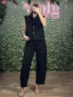 Denim Sleeveless Vest Set-2483/Black