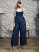 Cotton Overalls Wide Leg Set/Dark Blue