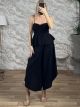 Viscose Peplum&Asymmetrical Set-3568/Black
