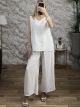 GoldStripes Sleeveless Pants Set-26221/White