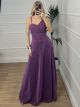 Lurex OneShoulder Maxi Dress/Purple