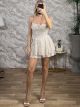 Floral Mini Skort Playsuit-47373/White-Beige