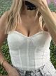 Strapless Lace Corset Top/White 