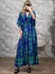 Boho Silk Maxi Dress-3226/Blue&Green