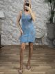 Fitted Sleeveless Knitted Mini Dress-09/Ciel