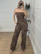 Wasp Nest Strapless Jumpsuit-Animal/Dark Leopard
