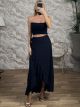 Ruffled Wrap Maxi Skirt-21047/Navy Blue