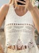 Knitted Fringe Top/White