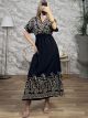 Embroidered Cotton Maxi Dress-2629/Black