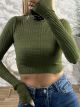 Meander Cropped Sweater/Khaki