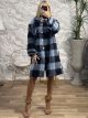 Plus Size Plaid Coat/Light Blue