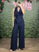 Vest BeltBuckle Jumpsuit/Navy Blue