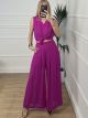 Ruffle Shirt Pants Set/Magenta