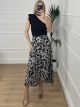 Midi Wrap Skirt/Feathers Black
