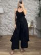 Viscose LongRuffles Pants Set-37806/Black
