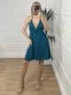 OpenBack Cups Mini Dress/Petrol