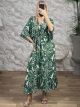 Silk GoldPrint Maxi Dress-4362/Green