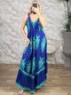 Boho CurvedStyle Maxi Dress-2600/Royal Blue&Green