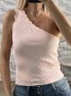 Knitted Waves OneShoulder Top/L.Pink