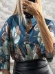 Mao Satin Pattern Shirt/Floral-Petrol