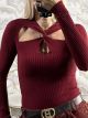 Knitted Tie Top/Burgundy