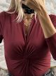 Elastic Knot Bodysuit/Burgundy