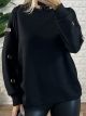 Viscose Buttons Loose Top/Black