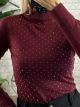 Strass Viscose TurtleNeck Top/Burgundy