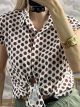 Polka Dot RuffledSleeves Shirt/Chocolat