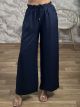 Cotton Paperbag Pants-462/Navy Blue