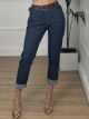 Elastic Denim Belt Pants-REVER/Light Denim
