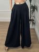 Wide Leg Pleated Pants/Black