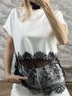 Lace Cropped T-Shirt-13772/White