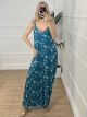 Elastic Floral Jumpsuit-NEW/Petrol