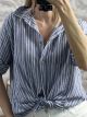 Stripes&Lace Shirt/Blue