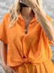 Viscose Tied Shirt-22982/Orange