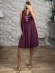 Viscose MultiChrome Necklace Mini Dress-26209/Burgundy