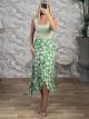Midi Wrap Skirt/Floral Green