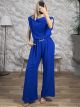 Shoulder Pads & Belt Jumpsuit/Blue Royal