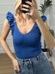 Frill Knitted Top/Blue Royal