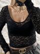 Velvet Lace Bodysuit/Black