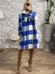 Plus Size Plaid Coat/Royal Blue