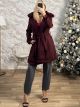 Warm Fur Details Coat-8122/Burgundy