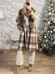 Plaid Fur Collar Coat/Choco